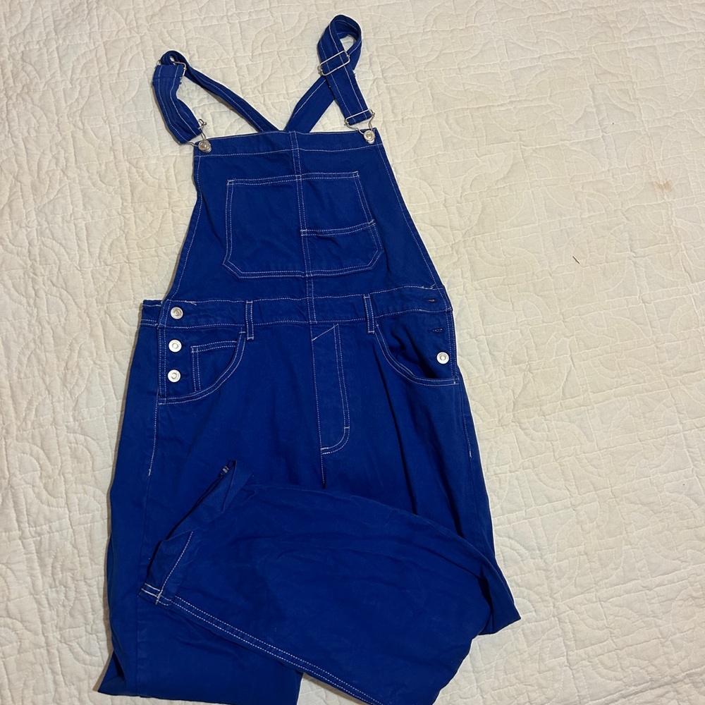 Free People Royal Blue Denim Jumpsuit